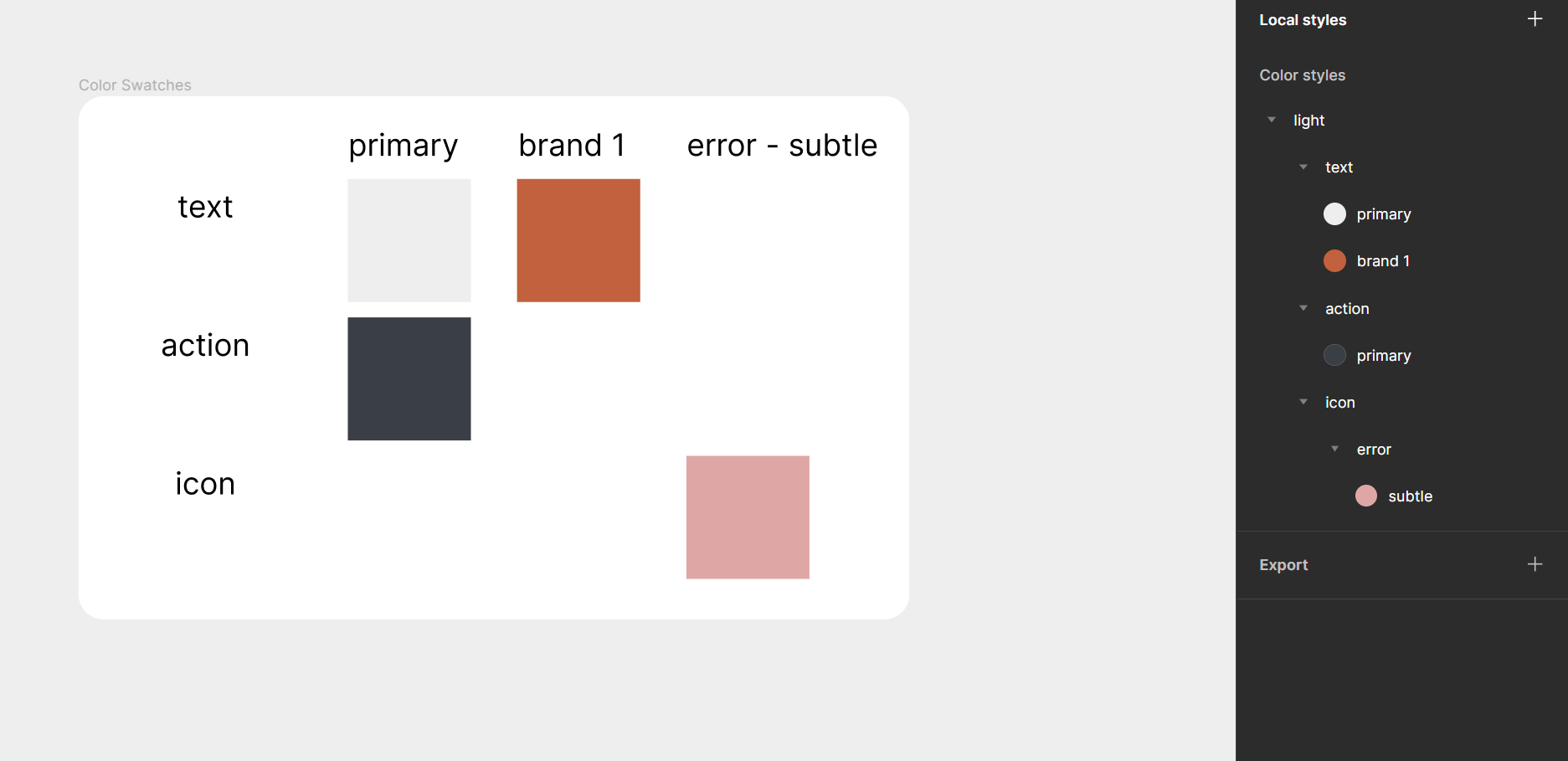 Tabling colour tokens in Figma